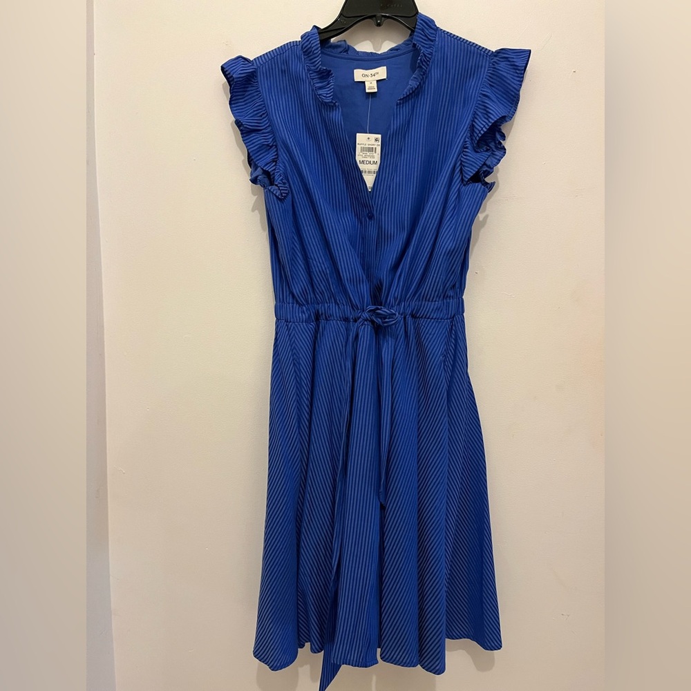 Chic Blue Ruffle Sleeve Dress